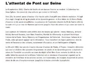   
 L'attentat de PONT sur SEINE 
